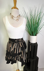 Wrap around animal print mini skirt