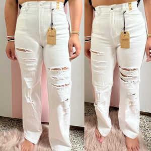 VIBRANT distressed palazo jean