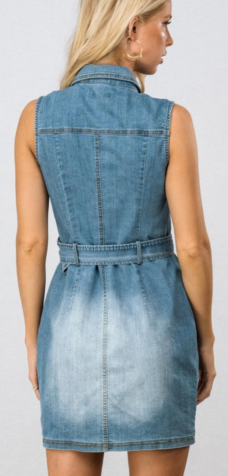 Washed denim dress