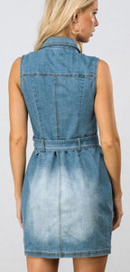 Washed denim dress