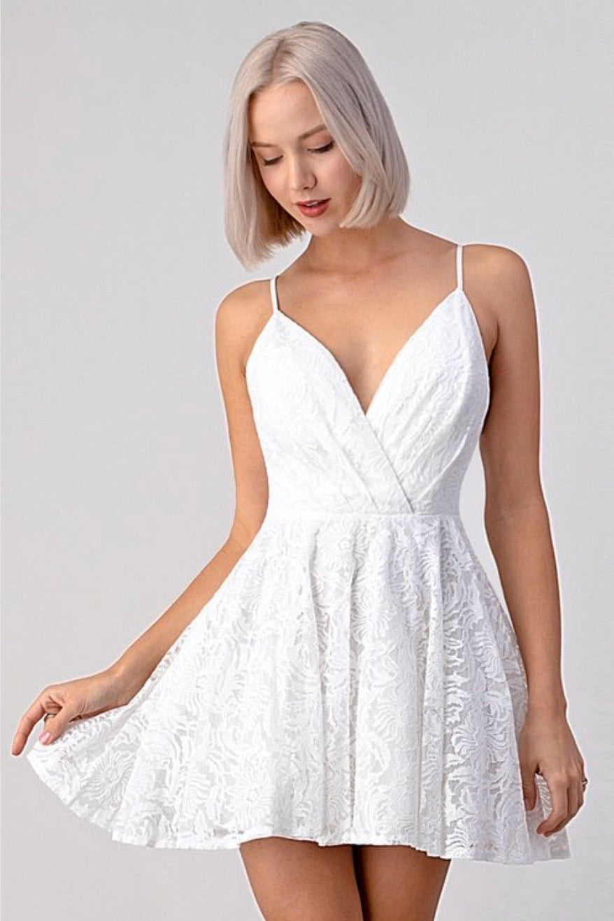 Lace crossed back special occasion dress