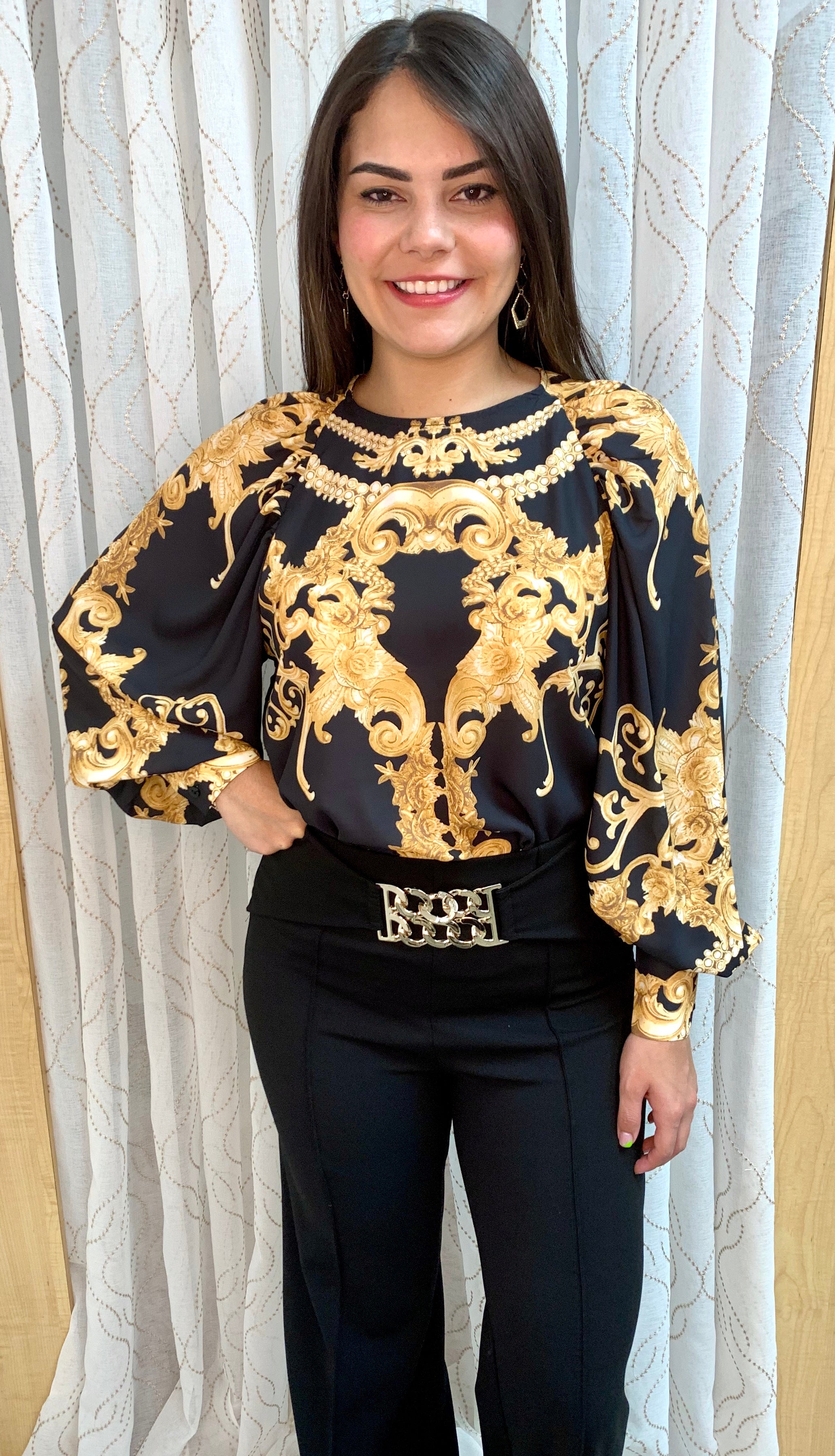 Baroque print blouse