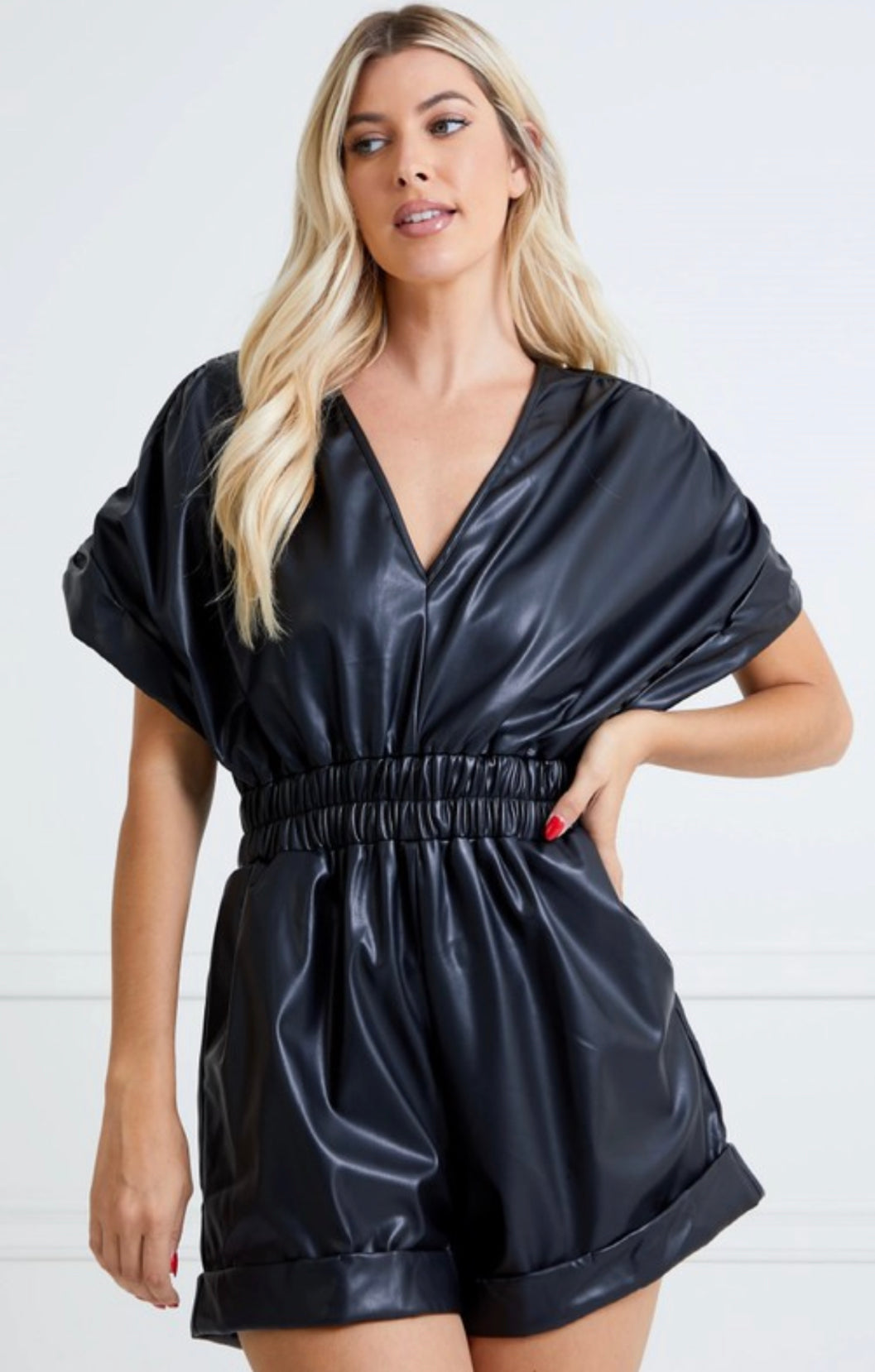 Faux leather romper