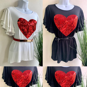 Sequins heart blouse