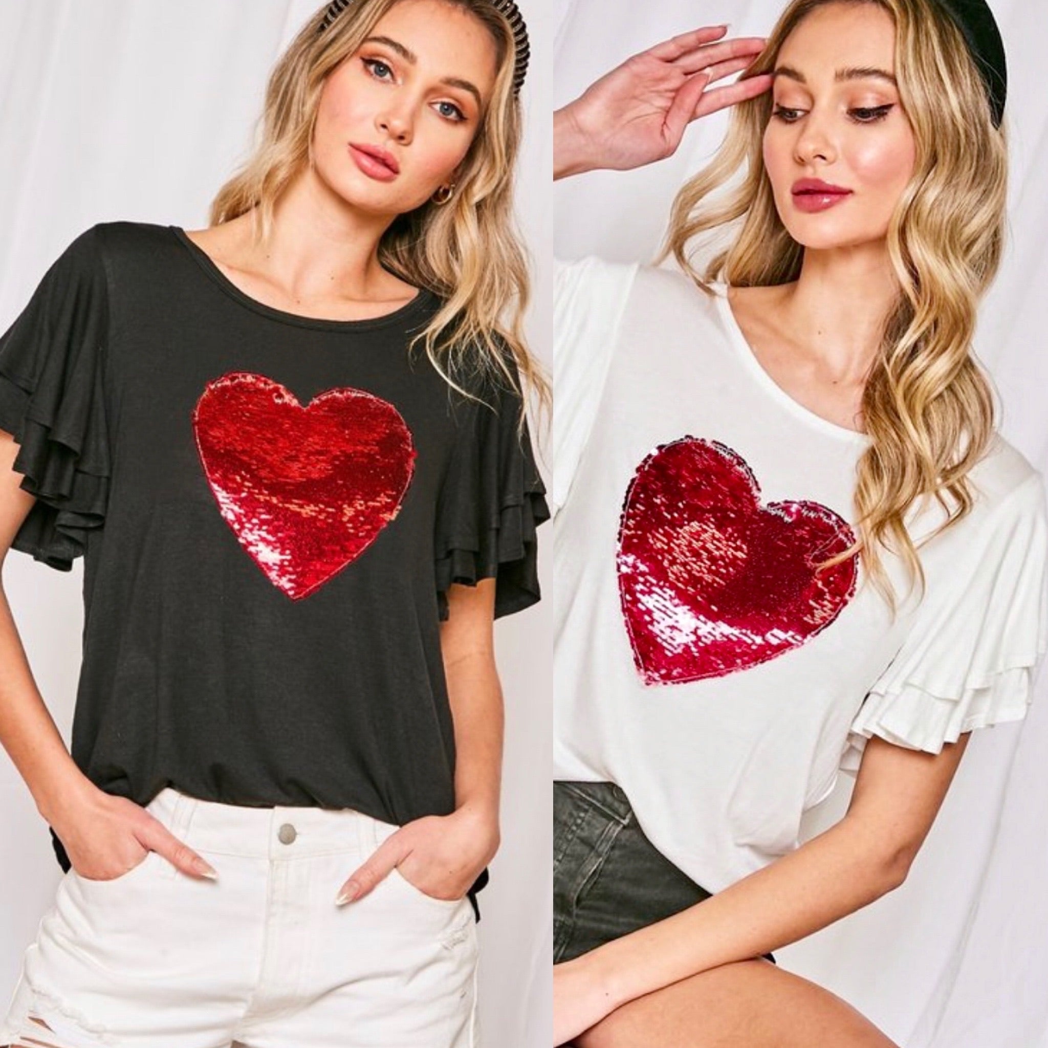 Sequins heart blouse