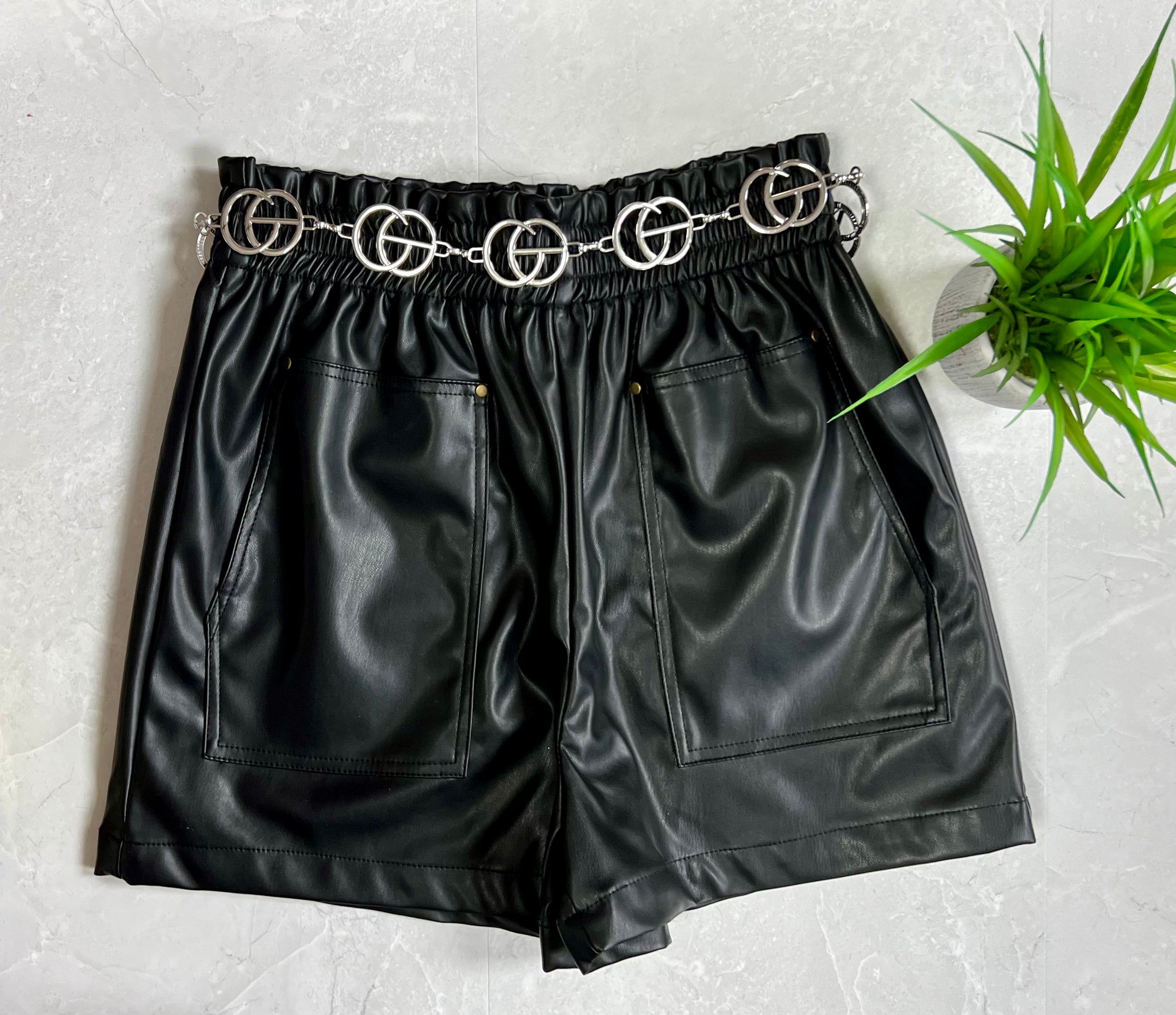 Faux leather short