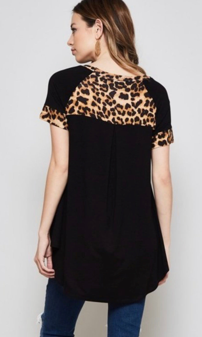 Leopard contrast blouse