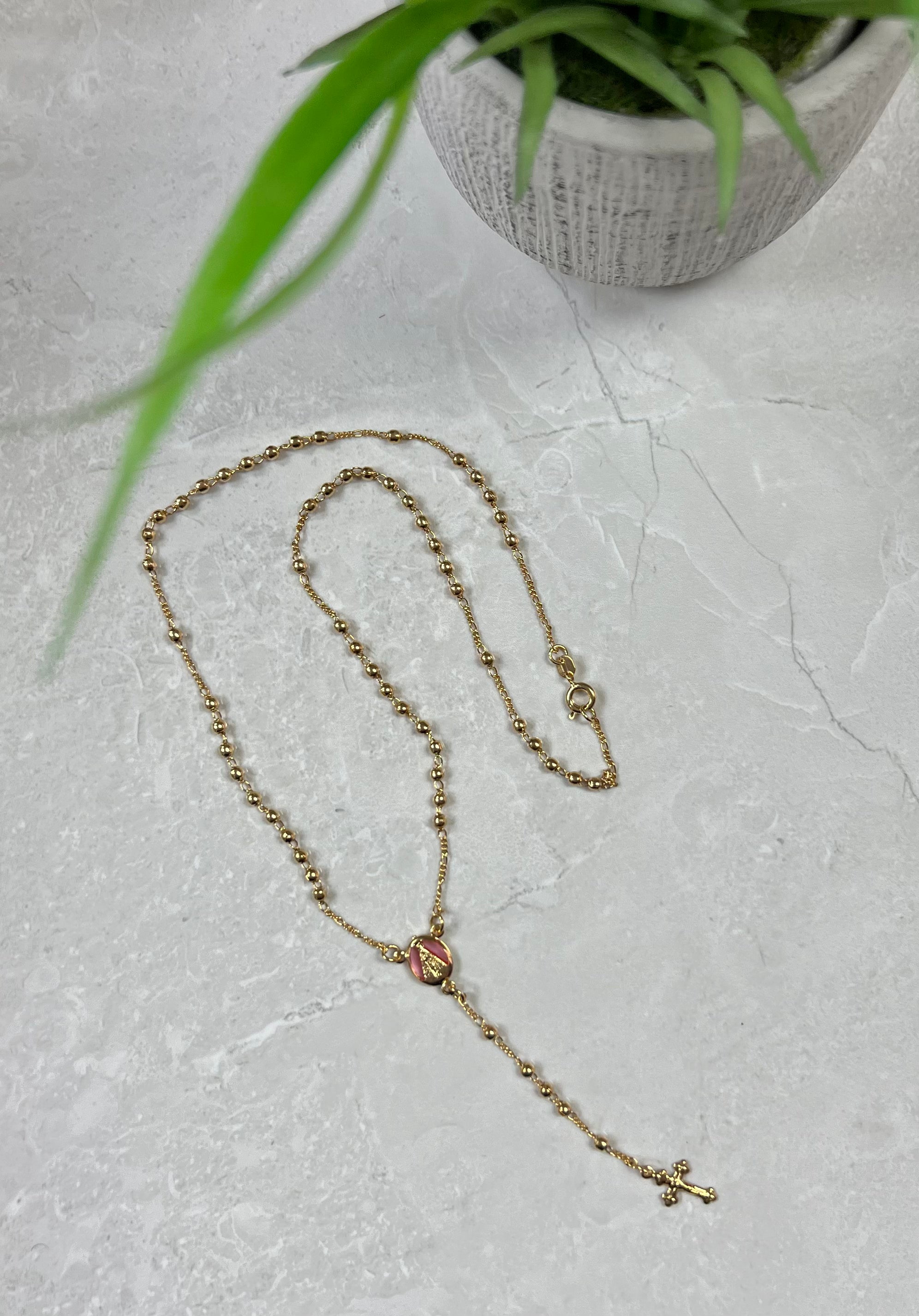 Gold filled rosary necklace