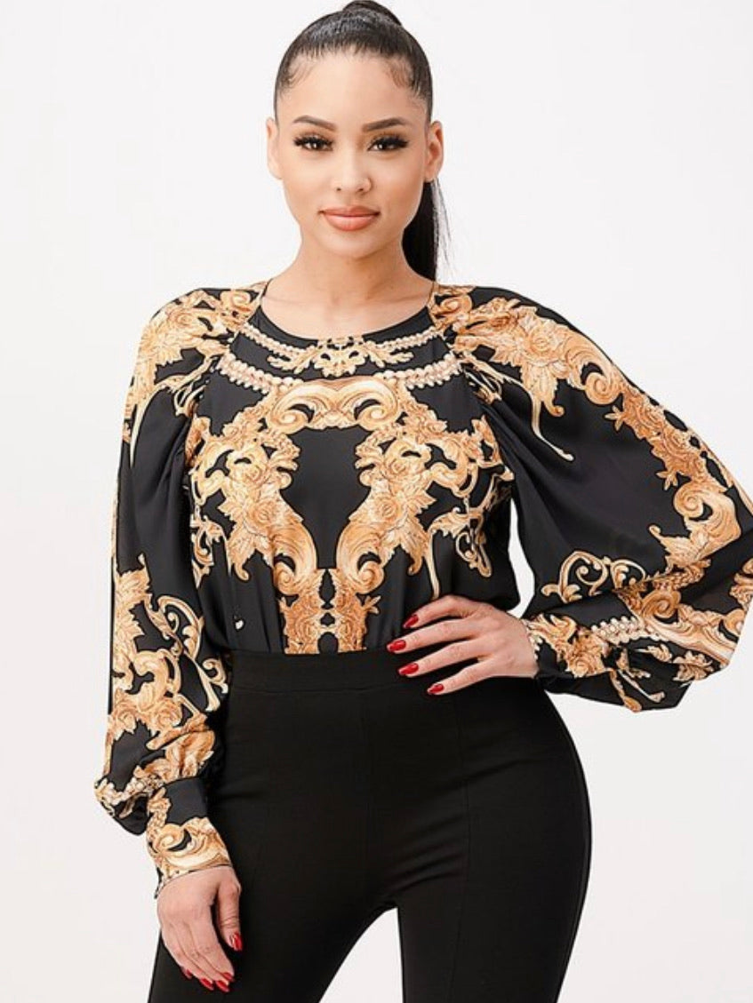 Baroque print blouse