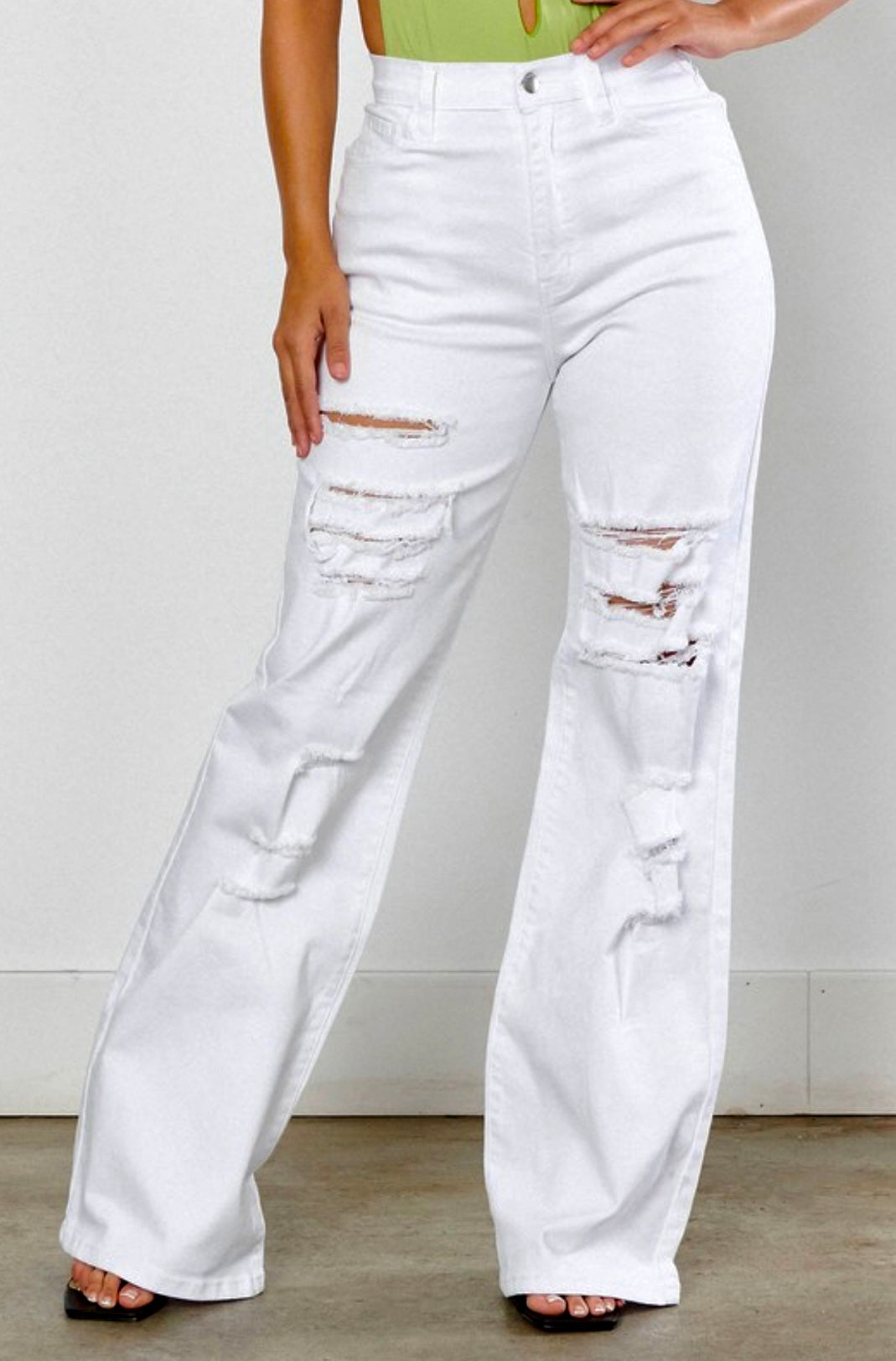 VIBRANT distressed palazo jean