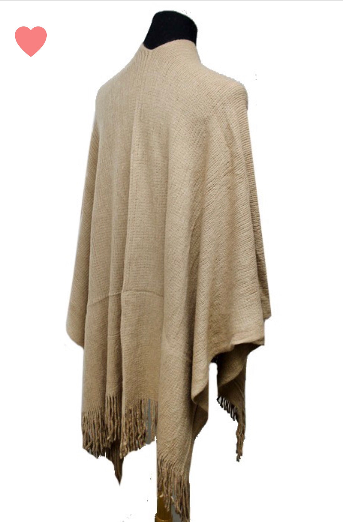 Open cardigan poncho with fringes