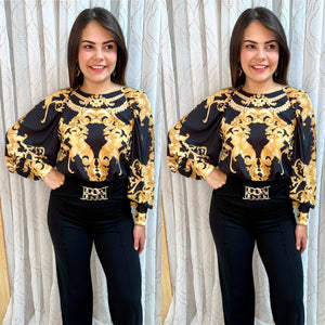 Baroque print blouse