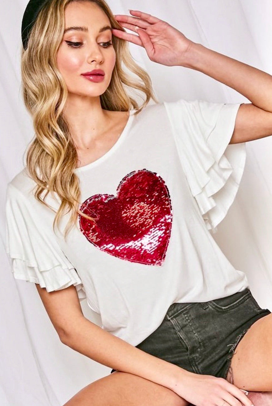 Sequins heart blouse