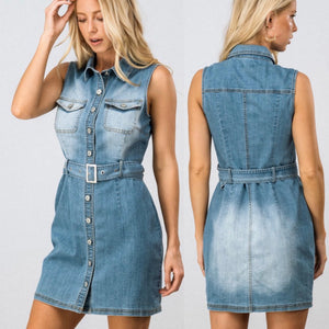 Washed denim dress