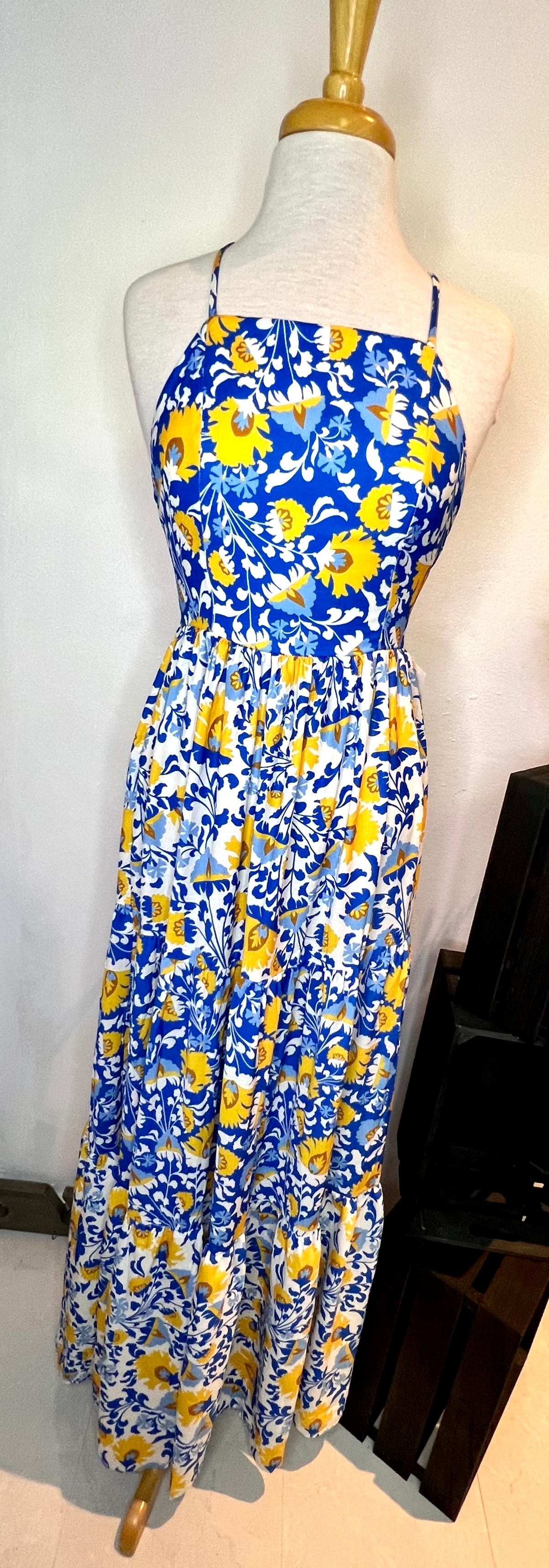 Maxi crossed back printed dress