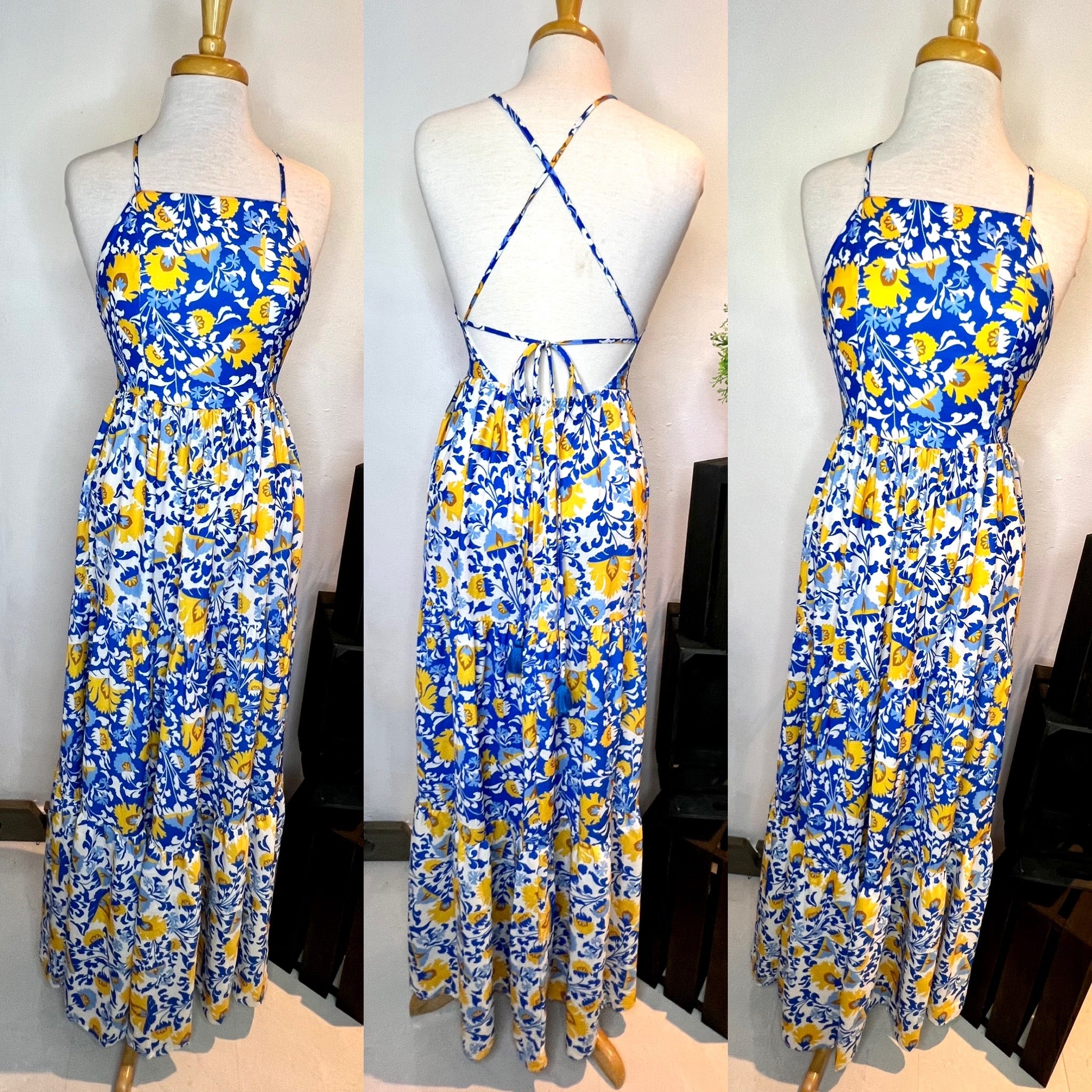 Maxi crossed back printed dress