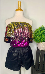 Strapless sequins bodysuit