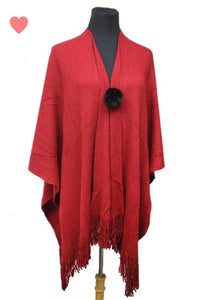 Open cardigan poncho with fringes