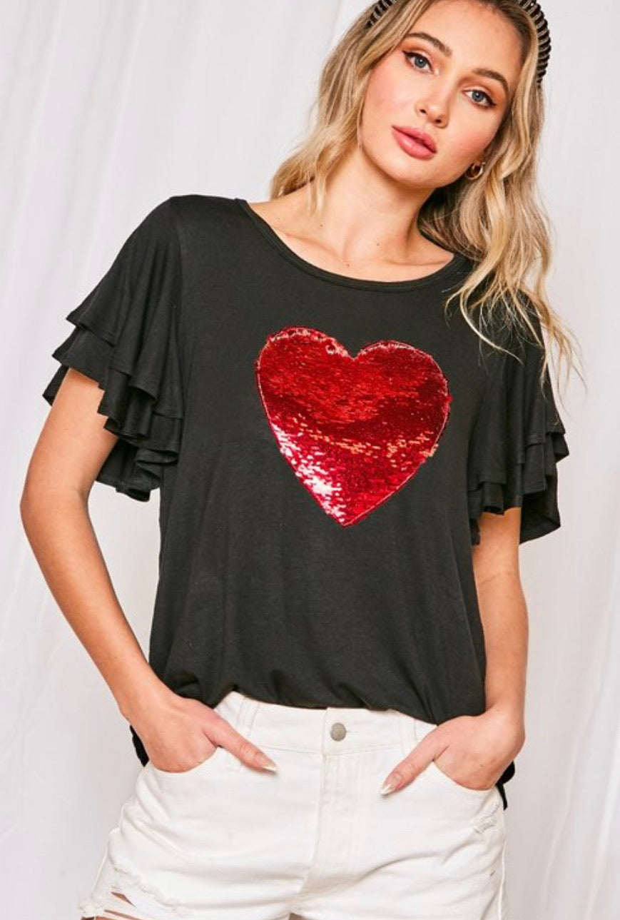 Sequins heart blouse