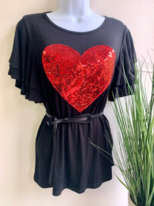 Sequins heart blouse