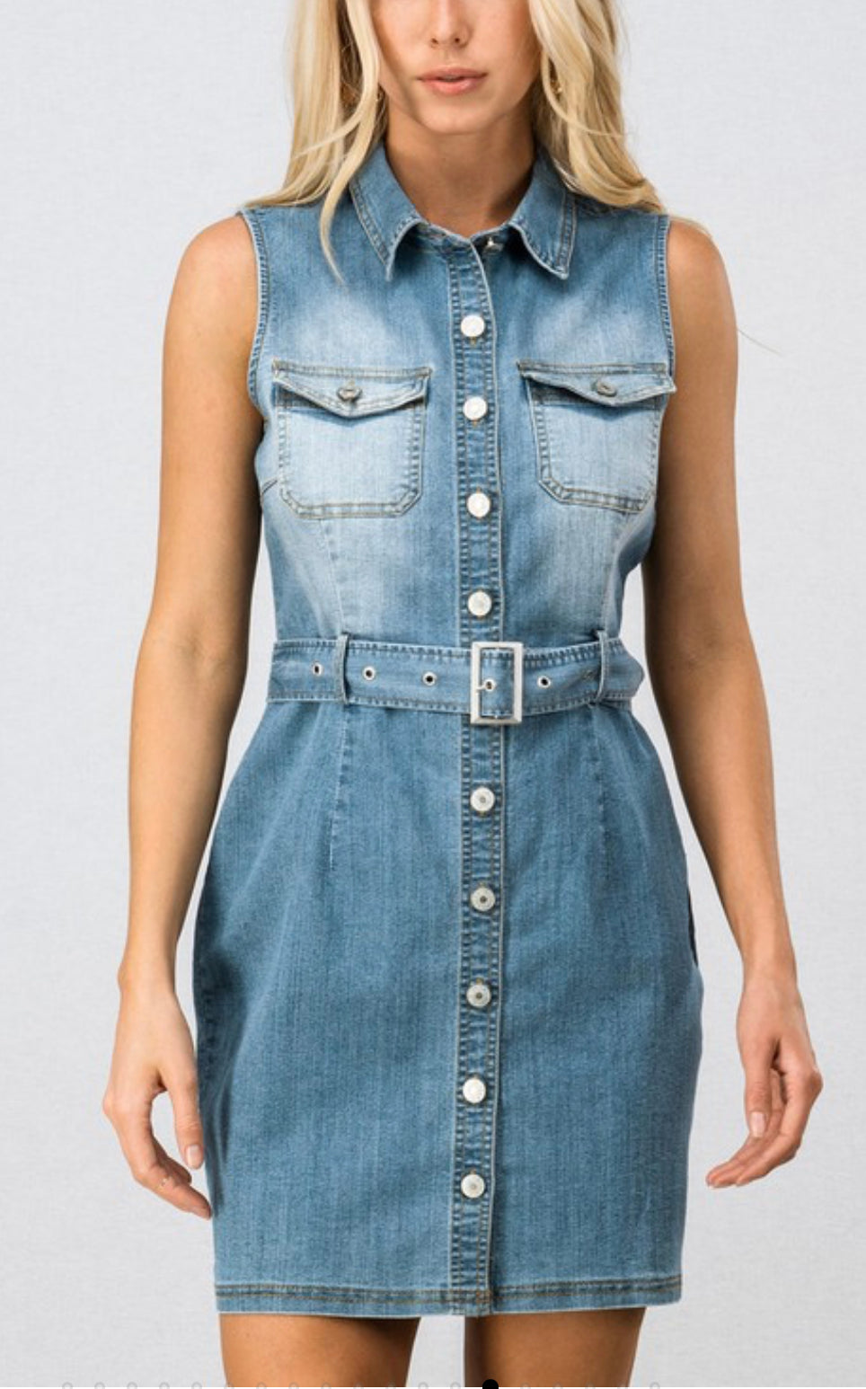 Washed denim dress