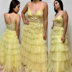 Layared tulle ruffles & beads special ocassion gown