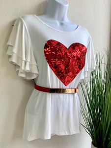 Sequins heart blouse