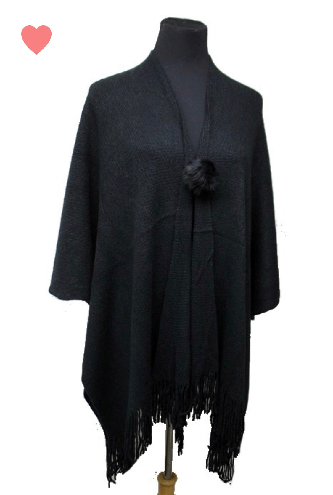 Open cardigan poncho with fringes