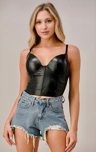 Faux leather bustier