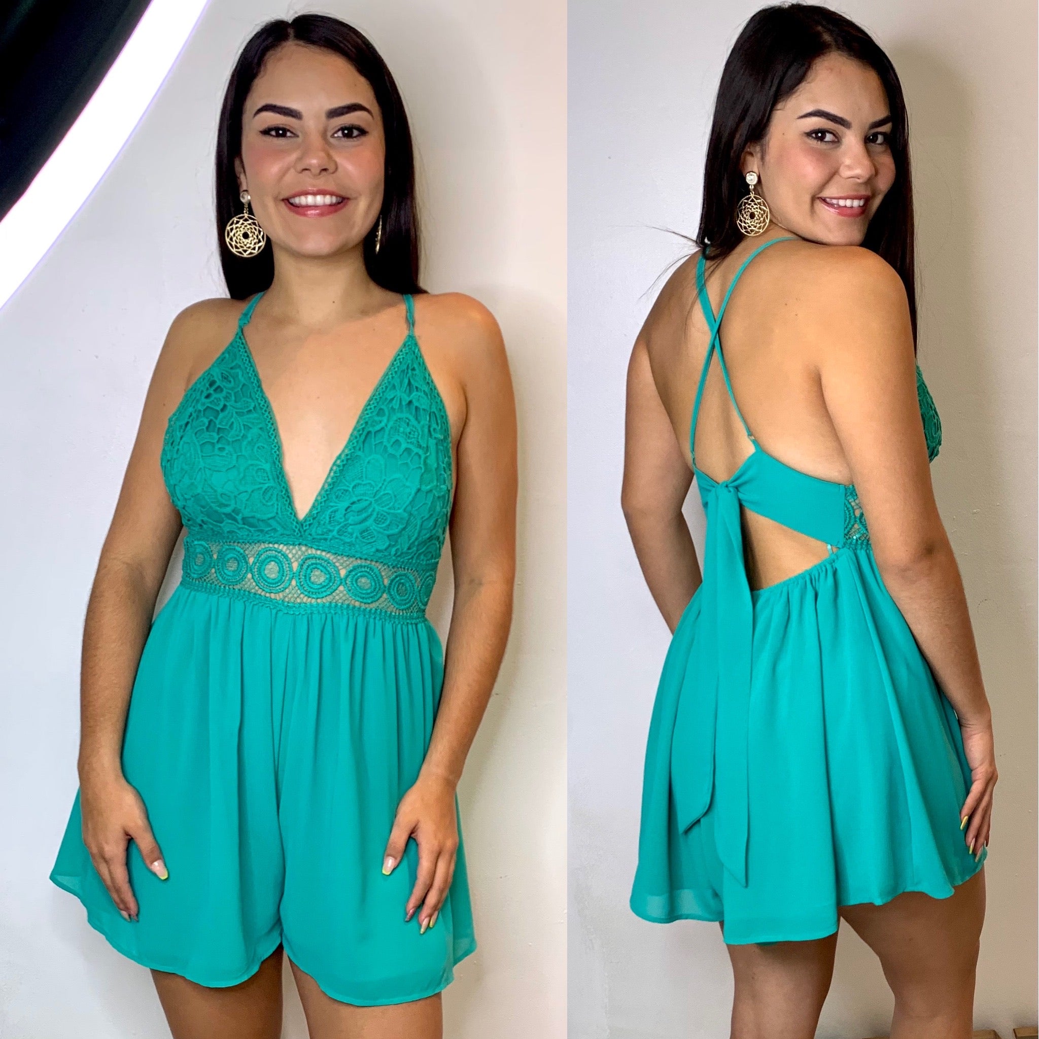 Chiffon crossed back romper